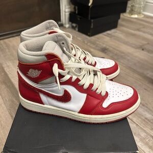 Jordan Varsity Red and White High-Top Sneakers